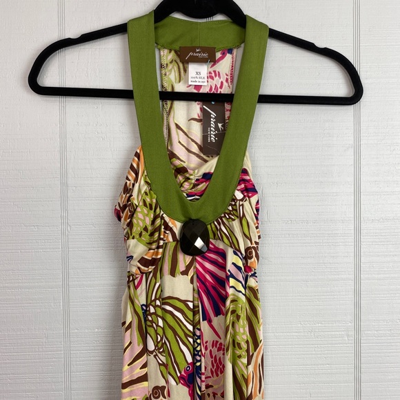 NWT Prairie New York Green Halter Top Sleeveless Dress Multicolor Fish Pattern - Picture 1 of 6